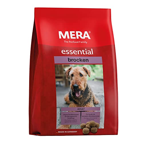 MERA essential Brocken Hundefutter trocken für alle Hunderassen Trockenfutter mit Geflügel Protein gesundes Futter mit Omega-3 und Omega-6 große Kroketten 12 5 kg