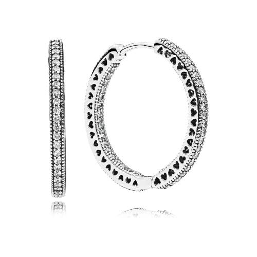 Pandora Signature Funkeln und Herzen Sterling mit klaren Cubic besetzt und ausgestanzten Herzen