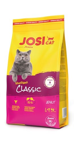 JosiCat Sterilised Classic 3 x 1 9 kg Adult Premium Trockenfutter für kastrierte Katzen mit wenig Fett und viel Protein Powered by JOSERA Katzenfutter Alleinfuttermittel 3er Pack