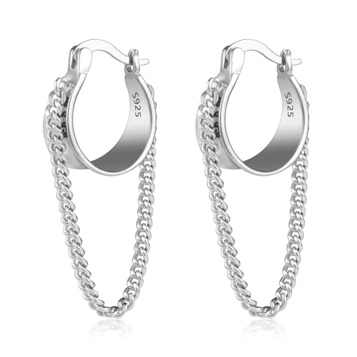ALEXCRAFT Lange Ohrringe Silber 925 Hängend Creolen Set für Damen Geschenk für Frauen Freundin Mama Mädchen