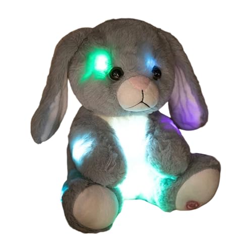 Generisch Kuscheltier Nachtlicht 25 cm weiches Plüschtier als Spielzeug und Sammlerfigur kuscheliges Kissen für Mädchen Kinder und Babyzimmer dekoratives Kaninchen