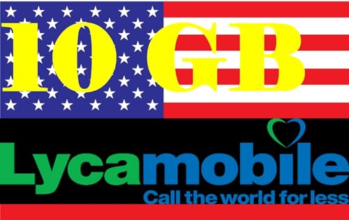 LycaMobile Prepaid SIM USA 10 GB 5G 4G LTE Unbegrenzte internationale Anrufe und SMS 30 Tage