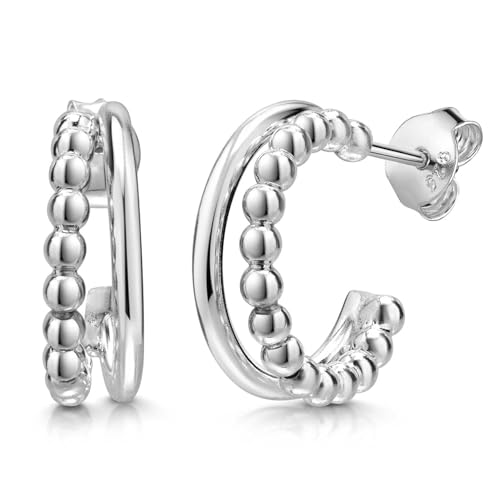 MATERIA by Matthias Wagner Doppel Creolen Silber 925 Halbcreolen Ohrstecker Kugeln SO-325