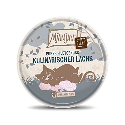 MjAMjAM - Premium Nassfutter für Katzen - zartes Filet vom Lachs 80g 1er Pack 1 x 80 g naturbelassen mit extra viel Fleisch
