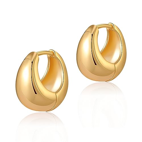 Ohrringe Gold Creolen Gold Klein Drop Tropfen Chunky Ohrringe 14K Vergoldet Kreolen Huggie Creolen Mini für Damen Mädchen Herren