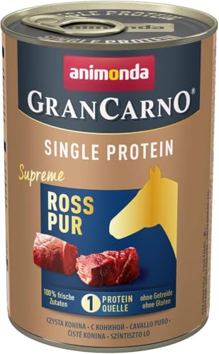  Single Protein Ross pur 6x 400g getreidefreies Hundenassfutter ohne Zucker für ausgewachsene frischem Pferdefleisch Innereien