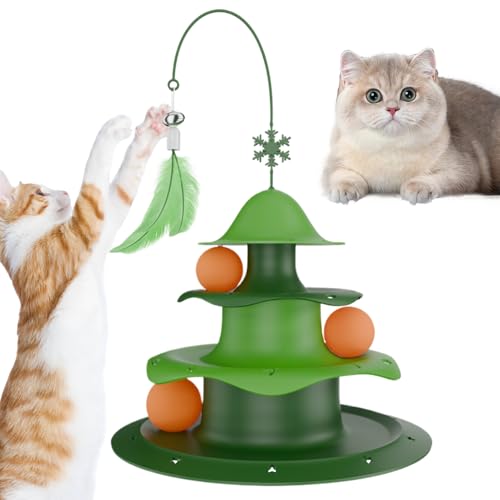 Generisch Katzen Ball Turm aus PP interaktives Spielzeug mit Beute-Angel Denkspielzeug für kleine und mittlere Kätzchen ideal für Indoor Wohnung Bewegung und Jagd