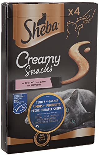 SHEBA Creamy Snacks 44 Sticks 12 g 11 Packungen mit je 4 Sticks Leckerli für Katzen mit Lachs
