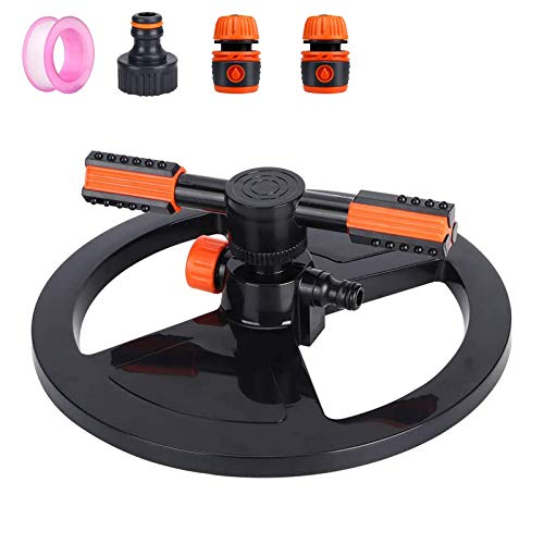 ConBlom 360 Grad rotierender Sprinkler 360 automatischer rotierender Gartensprinkler mit 2 schwenkbaren Armen Gartenbewässerung für Hof Rasen Kinderspiel 2 Armen