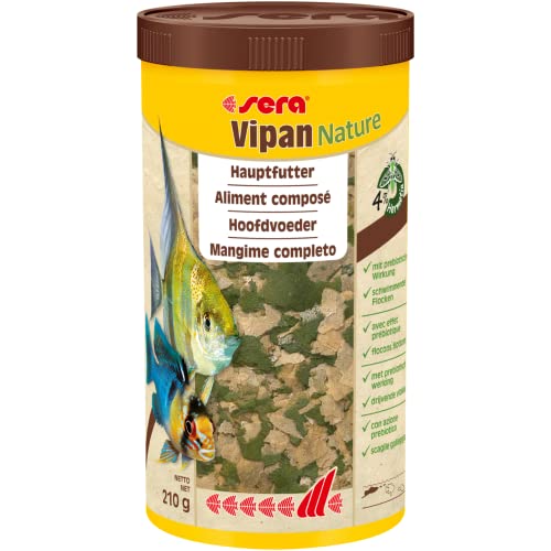 sera Vipan Aquarium Flocken 1000ml Wirkt präbiotisch mit Insektenmehl Weniger Algen Dank Flakes Hauptfutter mit sehr hoher Verwertbarkeit Made in Germany