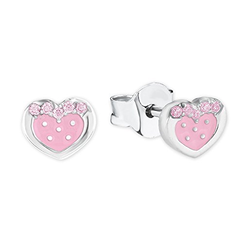 Prinzessin Lillifee Mädchen-Ohrstecker Herz 925 Sterling Silber Zirkonia rosa