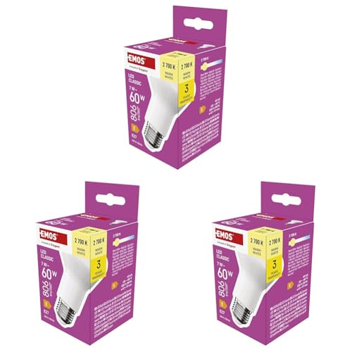 EMOS LED Lampe Reflektor-Form 7W Ersatz für 60W Glühbirne R63 Scheinwerfer-Birne mit E27 Sockel Helligkeit 806 lm Warmweiß 2700 K 30000 h Lebensdauer CRI min. 80 120 Abstrahlwinkel