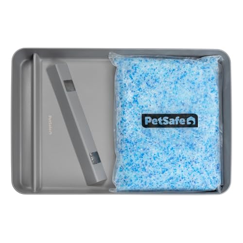 PetSafe ScoopFree wiederverwendbares Tablett aus Edelstahl inkl. 2 kg Premium-Katzenstreu Nicht klumpend frischer Duft