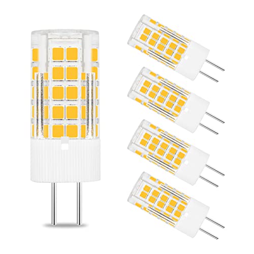 TZHILAN 4W GY6.35 LED-Glühbirnen AC DC 12V JC Bi-Pin-Sockel Mini-Lampe Äquivalent 40W Halogen-Ersatzlampe Warmweiß 3000K Packung mit 5 Stück MEHRWEG