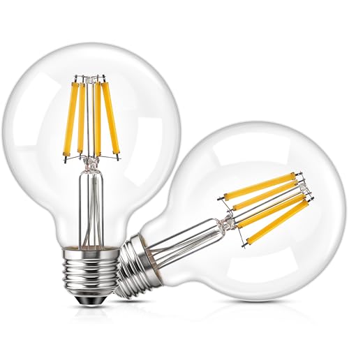 Genixgreen E27 LED Edison Schrauben Glühbirnen G80 G25 7W ES Glühbirne Globe Vintage Filament Dekorative Glühbirnen Energiesparend Warmweiß 2700K 60-80W Äquivalent Nicht dimmbar 1200Lumen 2 Pack