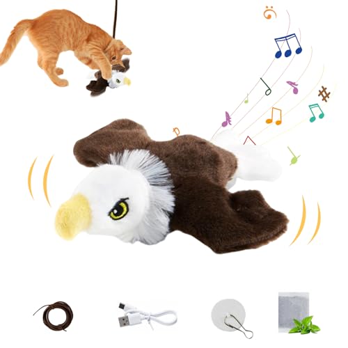  Vogel Interaktives Echte Flattern Zwitschern Selbstbeschäftigung USB Aufladung 3 Modi Flapping Bird Cat Toy Katzenminze Spielzeug Adler