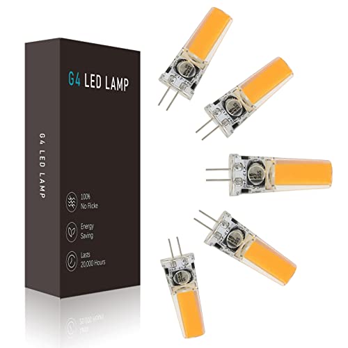 G4 LED Lampen 12V-24V AC DC 450LM Dimmable 5W LED Birnen Bulbs Birnen ersetzt 50W Halogenlampen 360 Grad Lichtstrom Winkel G4 LED Glühlampe Kein Flackern 5er-Pack Color Warmweiß