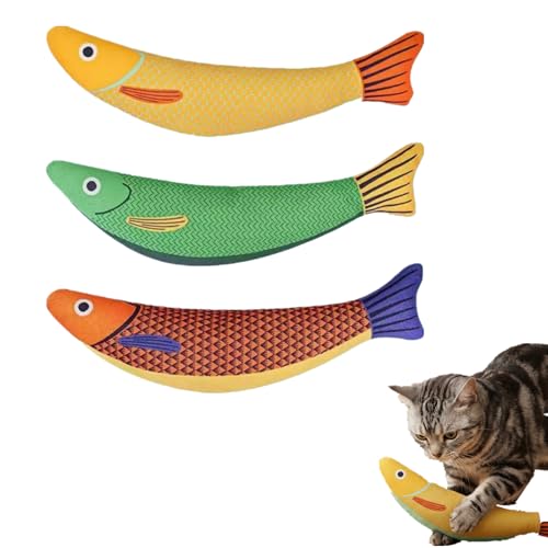 Generisch Katzenspielzeug Set 3er Fisch Kicker Weiches Interaktives Spielzeug für Katzen Selbstbeschäftigung Intelligenztraining für Alle Rassen 3er