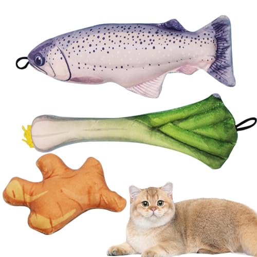 Fisch-Katzenspielzeug Fisch-Katzen-Kauspielzeug Fischspielzeug Katzenminze Spielzeug Katzenspielzeug Weich Plüsch-Cartoon-Fischspielzeug bissfestes Kätzchen interaktives Spielzeug zum Spielen Ka