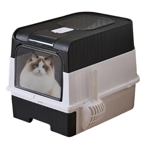 Katzenklo Mit Deckel Geschlossenes Katzenklo Große Katzentoilette Mit Geruchskontrolle Mit Schaufel Leichtes Geruchskontroll-Sieb Faltbare Umrandung Für Innenbereich Ecke Einfache Reinigung