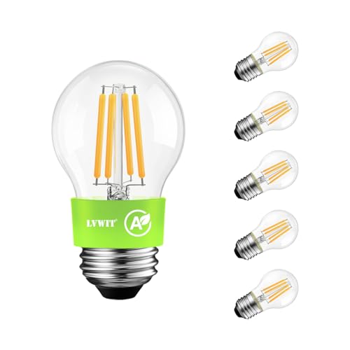 LVWIT 2.2W E27 LED Warmweiss Energieklasse A Filament Lampe G45 2700K Warmweiß 470 Lumen Glühbirne ersatz 40W Rustikalampe in Kolbenform Nicht Dimmbar 6er Pack