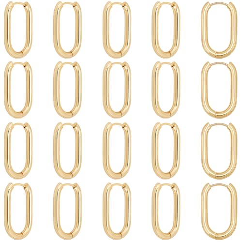 Beebeecraft 1 Box Mit 10 Paar Rechteckigen Creolen Für Damen 18 Karat Vergoldetes Messing U Form Trendige Geometrische Ovale Klobige Ohrringe Für Muttertag Valentinstag Schmuckgeschenk 25x16x3mm