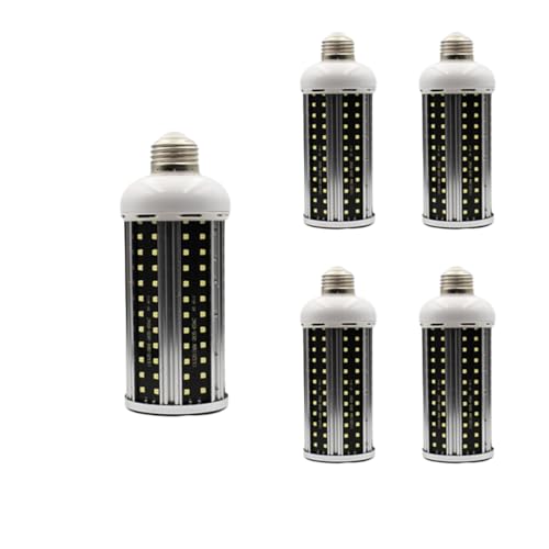 IOEDHW 2 5er-Pack E27 E40 60 W superhelle LED-Mais-Glühbirne aus Aluminium lüfterlos 6.000 Lumen 100 Lumen pro Watt 360 Abstrahlwinkel energiesparende Maislampe für Deckenbeleuchtung im Wohn