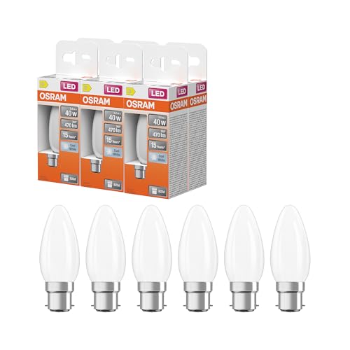 OSRAM LED-Lampe Star Kerzenform B40 Filament 4000 K neutralweiß 3 4 W B22d matt 470 lm 15.000h für Kronleuchter dekorative Einbauten