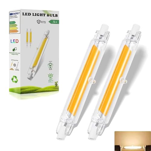Dvnoua R7S LED 78mm Dimmbar Warmweiß 10W R7S LED 78mm Lampen Ersatz für 100W Halogen Leuchtmittel 1000LM Kein Flackern 360 Abstrahlwinkel für Flur Deckenlampe Stehlampe 2PCS