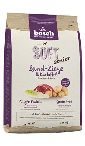 bosch HPC SOFT Senior Ziege Kartoffel halbfeuchtes Hundefutter für ältere ernährungssensible Hunde aller Rassen Single Protein Grain Free 2.5 kg