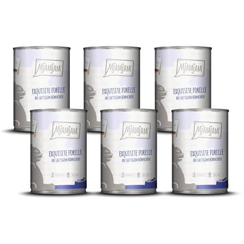 MjAMjAM - Premium Nassfutter für Katzen - exquisite Forelle an saftigem Hühnchen 6er Pack 6x400g getreidefrei