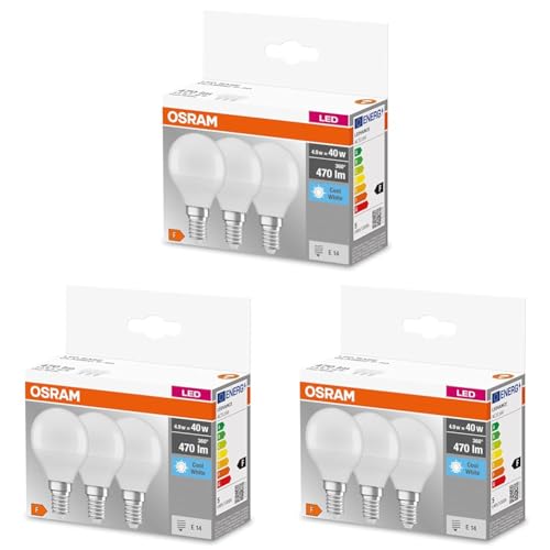 Osram Lamps Superstar Classic P GLOWdim LED-Lampen Klassische Miniballform Kunststoff E14 4.5 W Kaltweiß 3 Stück 3er Pack