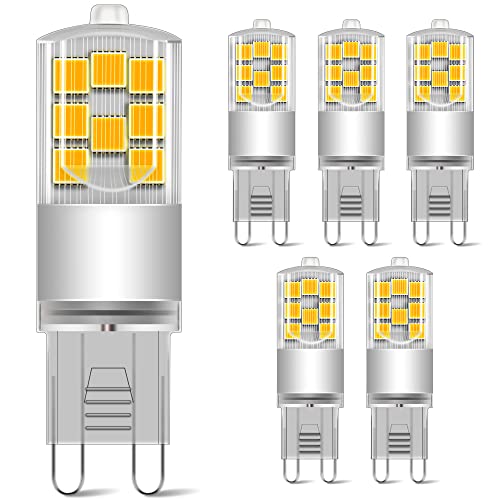 Simusi G9 LED WarmweiÃŸ 4 W LED G9 WarmweiÃŸ 3000 K Birnen LED Lampe 4W Equivalent to 30W-40W Halogenlampe 480 Lumens G9 LED GlÃ¼hbirne Nicht Dimmbar Energiesparende G9 LED leuchtmittel 5er Set