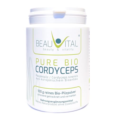Pure Bio Cordyceps Pulver 100 g Cordyceps sinensis Cordyceps Vitalpilz Raupenpilz aus EU-Bio-Landwirtschaft vegan ohne künstliche Zusatzstoffe