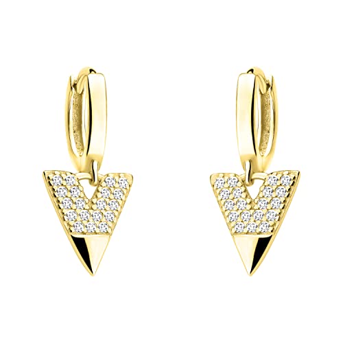 SOFIA MILANI - Damen Ohrringe 925 Silber - vergoldet golden mit Zirkonia Steinen - Dreieck Creole - E1641