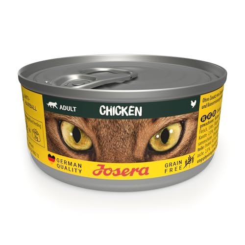 JOSERA Nassfutter Chicken 12 x 85 g Adult Premium Katzenfutter nass für ausgewachsene Katzen Huhn mit Lachsöl getreidefrei gegen Harnsteinbildung Haarballen Alleinfutter 12er Pack