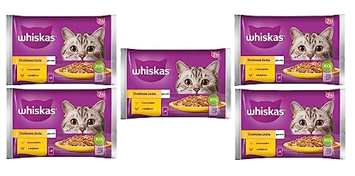 Whiskas Senior 7 Nassfutter für Katzen in Gelee mit Huhn Truthahn 20 Portionsbeutel 5x4x85g Hochwertiges Nassfutter für ältere Katzen