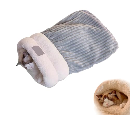 Katze Winterschlafsack Katze Schlafsack Plüsch weiches Haustier Bett weiche Bequeme Katze Winterschlafsack Katze Höhle Bett Katze Nest Bett für Hunde und Katzen bis zu 12 Pfund blau M