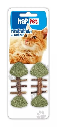 Happet Matatabi Fisch-Katzenspielzeug Katzenminze 2 Stück natürliche Kauartikel EIN Kau- und Fangspielzeug das die Zahnhygiene fördert und Stress reduziert.