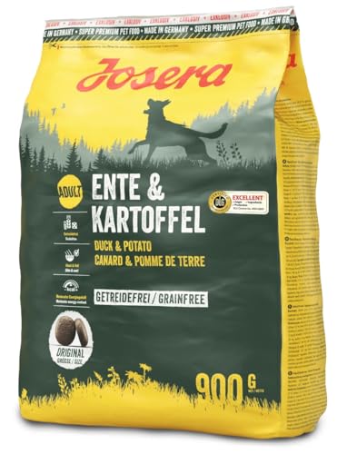 Josera Ente Kartoffel 1 x 900g Trockenfutter für Hunde Getreidefrei Für ausgewachsene Hunde mittlerer und großer Rassen