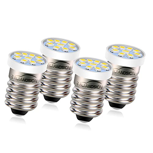 Ruiandsion 4pcs E10 Schraubsockel LED Glühbirne Warmweiß 6V 2016 9SMD Ersatz für Taschenlampen Taschenlampe Arbeitsleuchten Nicht-Polarität