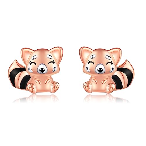 ONEFINITY Roten Panda Ohrringe 925 Sterling Silber Roten Panda Stecker Schmuck Geschenke für Mädchen Tochter