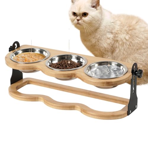 Erhöhter Hundefutternapf Stand Erhöhter Futternapf Für Hunde Höhenverstellbarer Leckerli Spender Mit 3 Edelstahlschalen Wasserspender Für Innenbereich