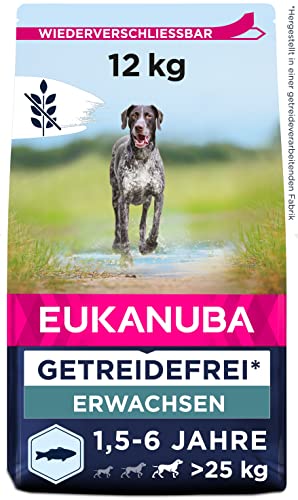 Eukanuba Hundefutter getreidefrei mit Fisch für große Rassen - Trockenfutter für ausgewachsene Hunde 12 kg
