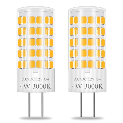 XIMNCHNI G4 LED 4W Ersetzt 35W 40W 50W Halogen AC DC 12V Warmweiß 3000k Led Lampe Bi-Pin Sockel JC Typ 2-Stifte Led Glühbirnen G4 Ersatz für Halogen Stiftleuchte JCD LED 2er-Pack