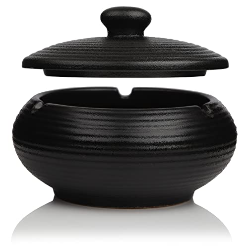 Zigaretten Keramik für Draussen Retro Geruchsdicht Outdoor Ashtray fürßen Sturmaschenbecher für Home Office Schlafzimmer Balkon Couchtisch