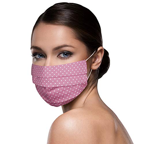 Unisex Stoffmasken Mundschutz Maske Stoff 100% Baumwolle Mund Nasen Schutzmaske mit Motiv Mund und Nasenschutz Maske waschbar ROSA