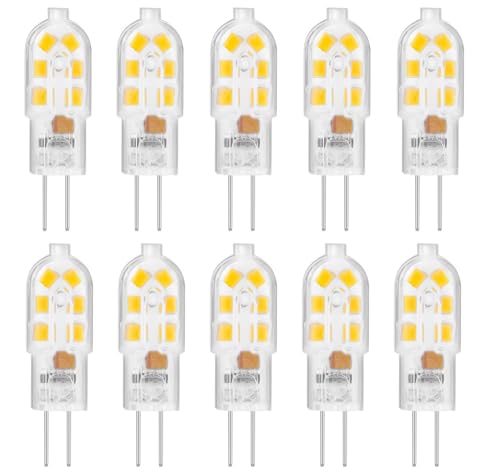 LuxiVerde T3 G4 LED-Lampe Doppelstiftsockel 12 V AC DC MR11 G4 GU4 GZ4 JC T3 Halogenlampe entspricht 20 W 360 flimmerfrei nicht dimmbar Kaltweiß 6000K 10er-Pack