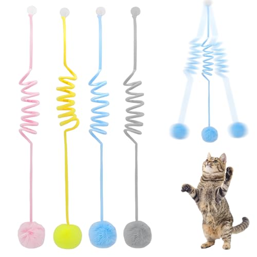 UIEXAY 4 Stück Katzenspielzeug Hängende Türrahmen Selbstbeschäftigung Interaktives Intelligenz Katzen Spielzeug Mit Glöckchen Katzenminze Geeignet Für Katzen Zum Spielen