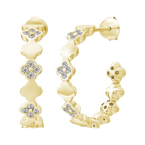 cai Damen Creolen 925 - Sterling Silber 2 5cm Glänzend Zirkonia gelb 358210222V